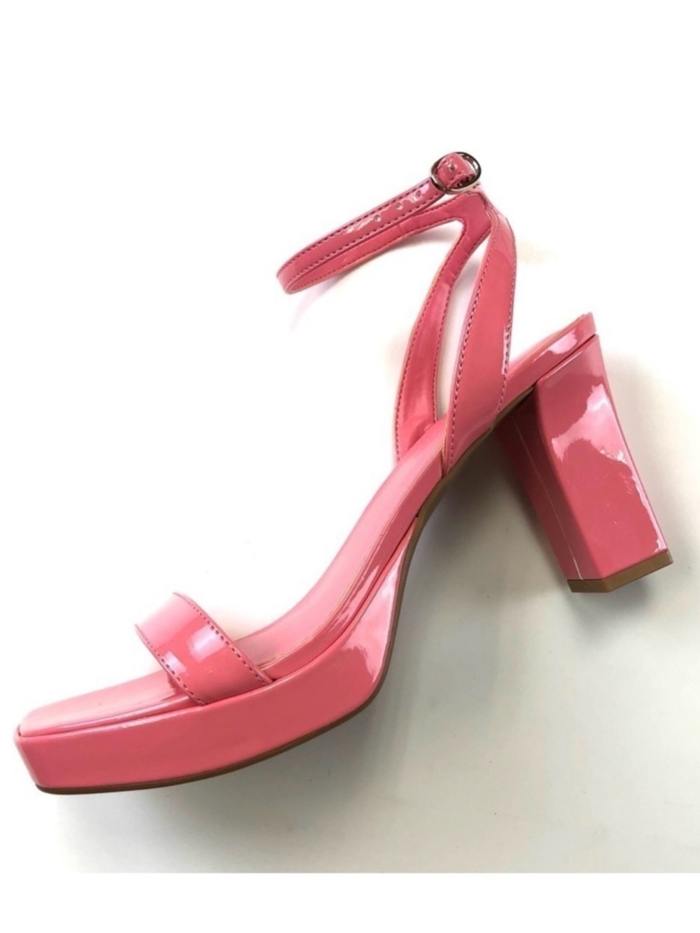 Nine West pink ankle strap platform square toe sandals Size 9 heels